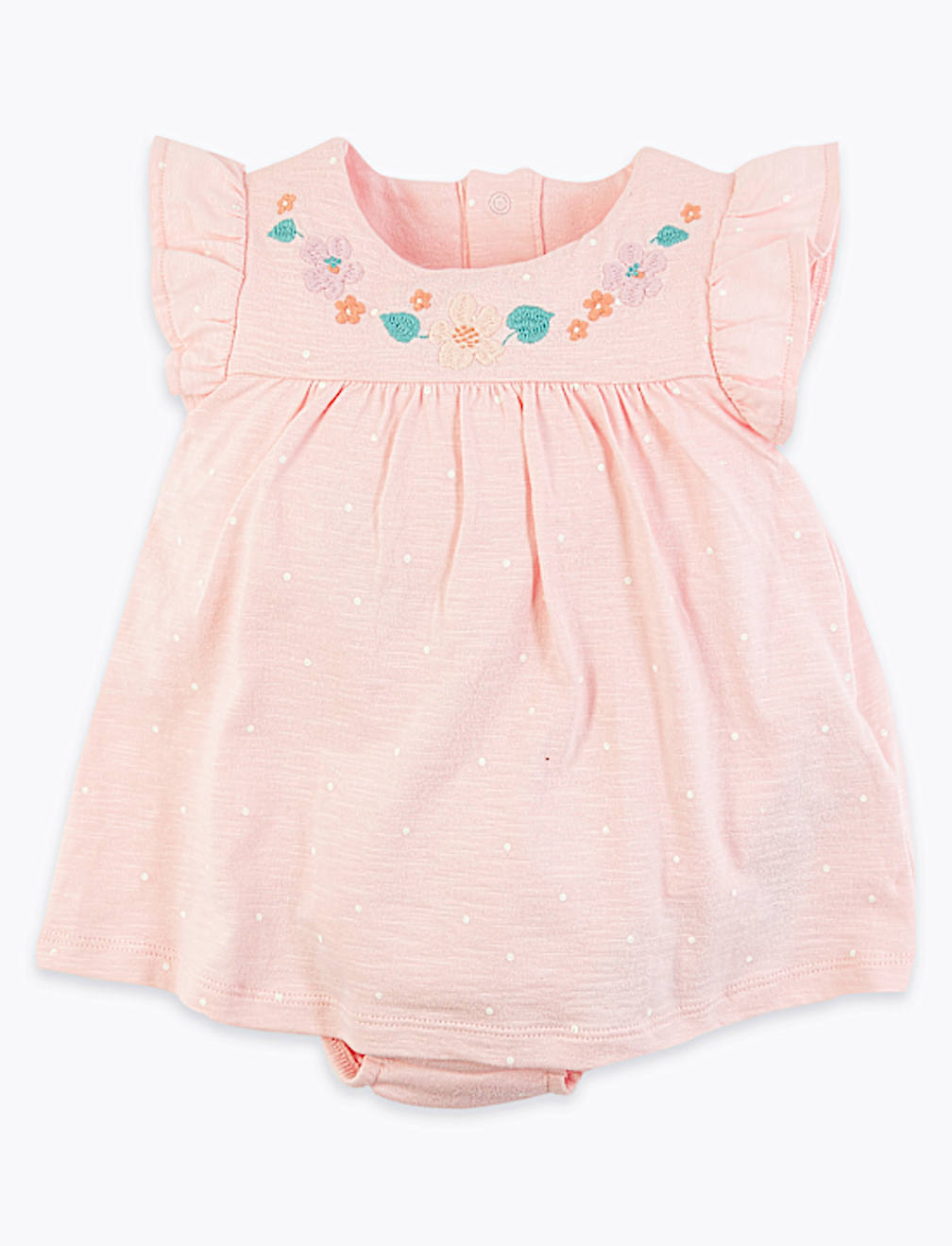 Cotton Spotted Bodysuit Dress (0-12 Mths)