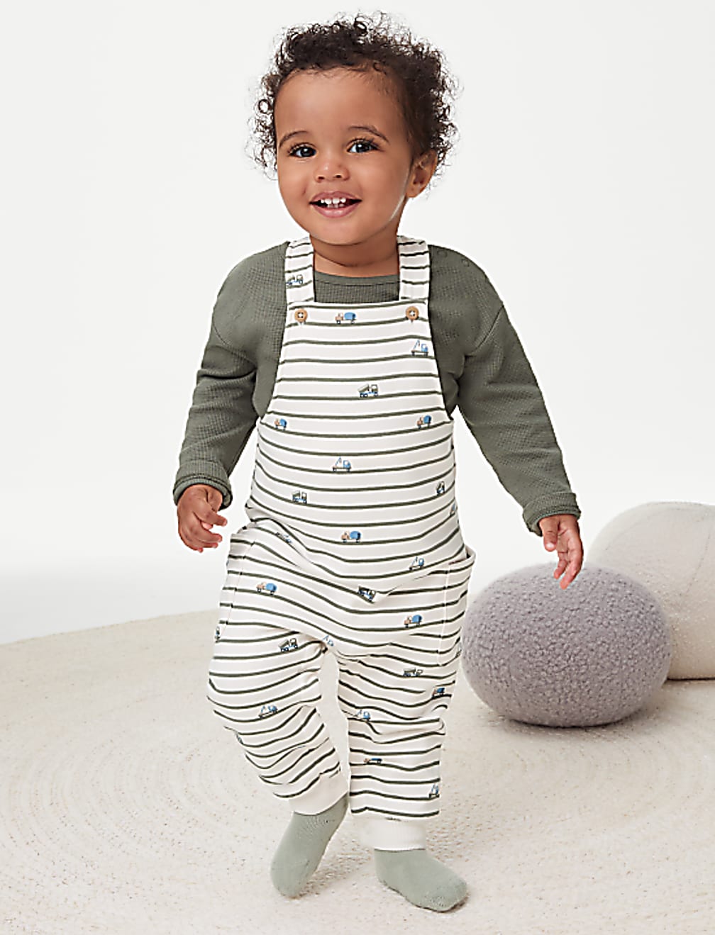 2pc Cotton Rich Striped Transport Outfit (0-3 Yrs)