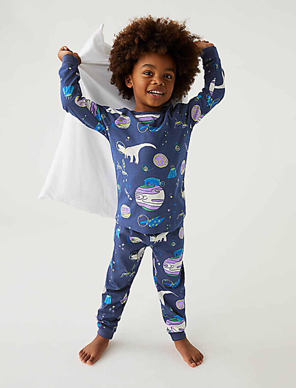Pure Cotton Glow in the Dark Dinosaur Pyjamas (1-8 Yrs)