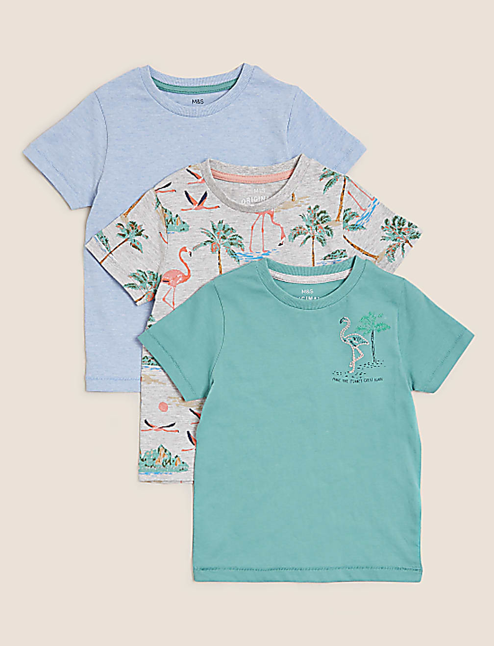 3pk Cotton Tropical T-Shirts (2-7 Yrs)
