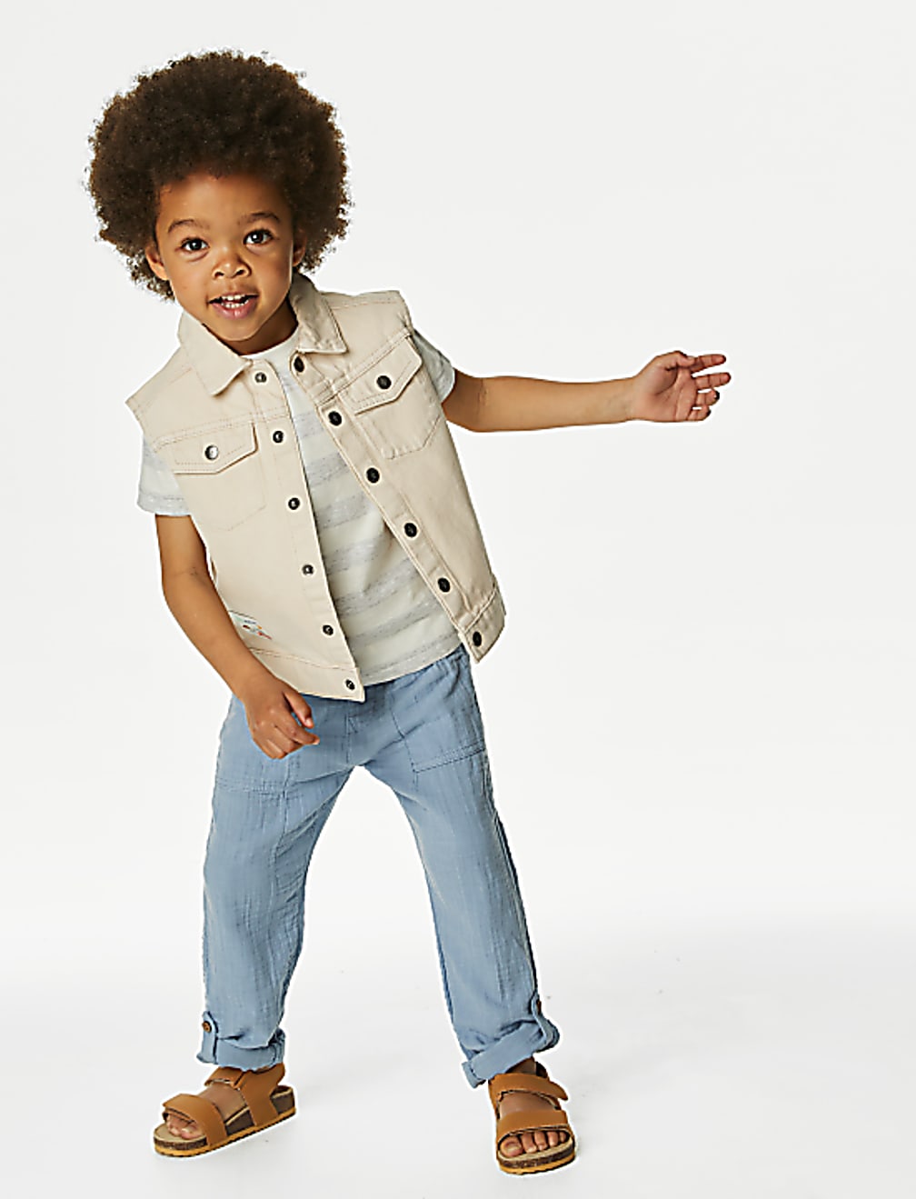 Pure Cotton Sleeveless Denim Jacket (2-8 Yrs)