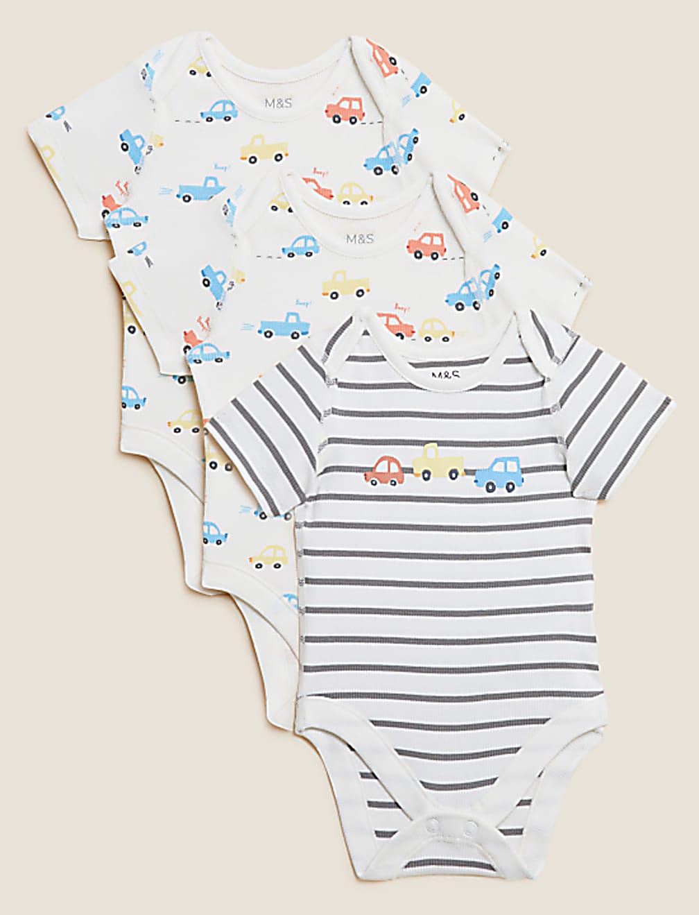 3pk Cotton Rich Transport Bodysuits (61/2 lbs - 3 Yrs)