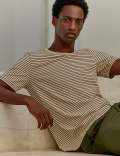 Pure Cotton Striped Crew Neck T-Shirt