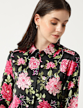 Satin Printed Collared Shirt