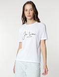 Embroidered Round Neck T-Shirt