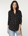 Pure Cotton Mandarin Collar Textured Top
