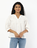 Dobby Paneled Blouse Shirt