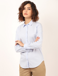 Cotton Mix Plain Spread Collar Shirt
