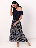Pure Viscose Floral Full Length Skirt