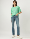 Straight Leg Mid Waist Jeans