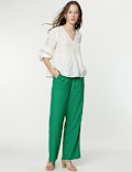 Linen Rich Wide Leg Trousers