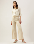 Linen Rich Wide Leg Trousers