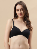 Cotton Mix Padded Demi Cup Bra
