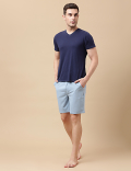Cotton Blend Solid Shorts