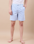 Cotton Mix Striped Relaxed Fit Shorts