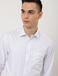 Pure Cotton Striped Collared Formal Shirt