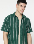 Relaxed Fit Linen Mix Stripes Shirt