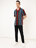 Pure Viscose Striped Spread Collar Shirt