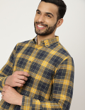 Pure Cotton Checked Buttonown Collar Shirt