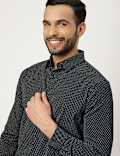 Cotton Mix Polka Dot Collared Shirt