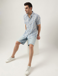 Regular Fit Linen Blend Printed Shirt