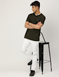 Pure Cotton Textured Crew Neck T-shirt
