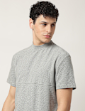 Cotton Mix Ribbed Crew Neck T-Shirt