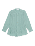 Pure Viscose Pleated Mandarin Collar Top