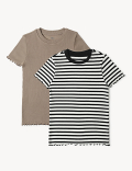 Cotton Mix Stripes Round Neck T-Shirt
