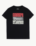 Pure Cotton Printed Round Neck T-Shirt