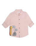 Pure Cotton Embroidered Spread Collar Shirt