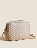 Leather Quilted Camera Cross Body Bag