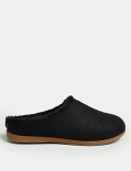Felt Faux Fur Lined Mule Slippers