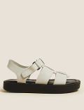 Leather Strappy Flat Sandals