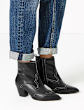 Leather Western Ankle Boots