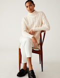 Recycled Blend Cable Knit Longline Jumper
