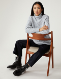 Cable Knit Roll Neck Longline Jumper