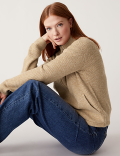 Ribbed Funnel Neck Zip Up Cardigan
