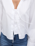 Pure Cotton Tie Front Blouse