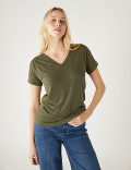 Linen Rich V-Neck T-Shirt