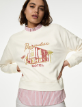 Pure Cotton Slogan Sweatshirt