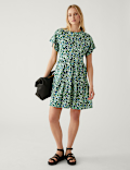 Pure Cotton Printed Mini Tiered Dress