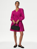 Pure Cotton V-Neck Mini Waisted Dress