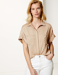 Oversized Satin Button Detailed Shirt