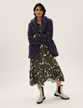 Teddy Textured Single Breasted Coat