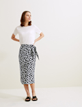 Printed Midi Wrap Skirt