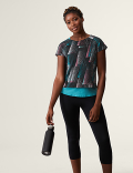 Printed Scoop Neck Double Layer T-Shirt