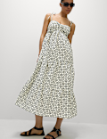 Pure Cotton Printed V-Neck Midaxi Beach Dress