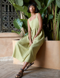 Linen Rich Strappy Midaxi Swing Dress