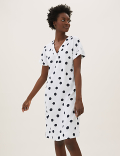 Linen Blend Polka Dot Shift Dress